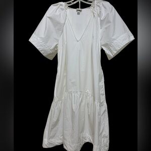 a new day White Midi Dress with Puff Sleeves